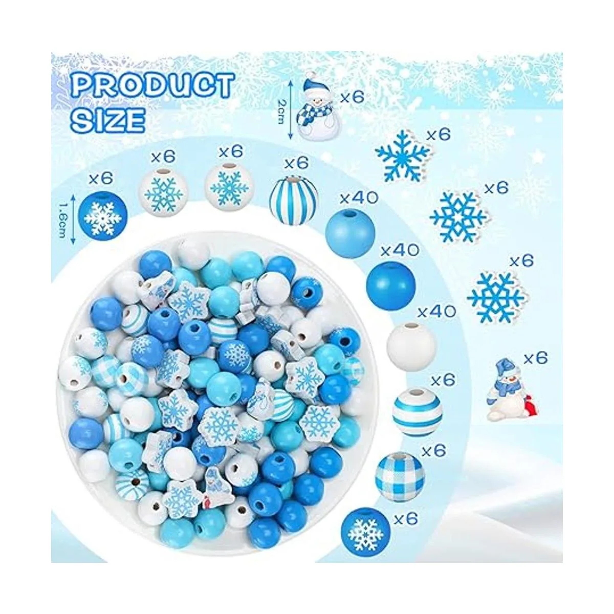 200 cuentas de madera de Navidad copos de nieve de_2