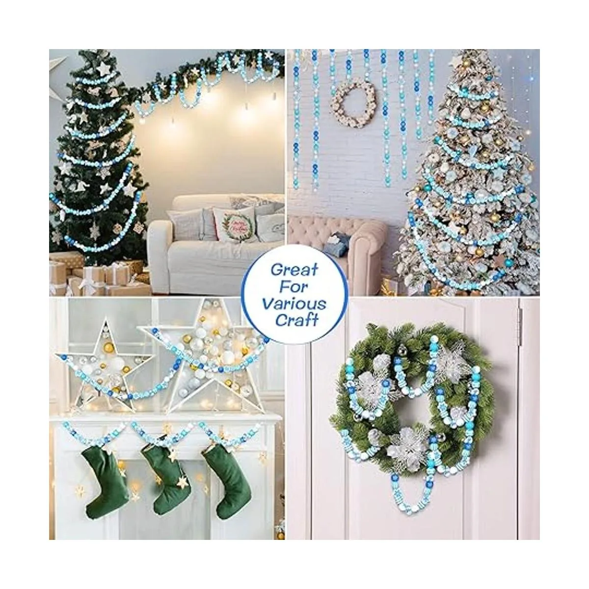 200 cuentas de madera de Navidad copos de nieve de_7