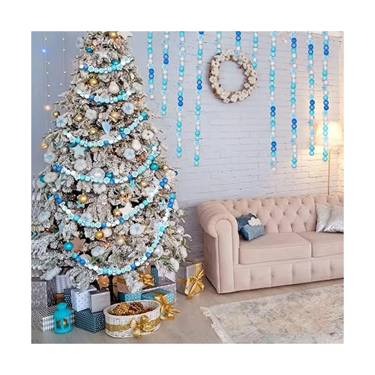 200 cuentas de madera de Navidad copos de nieve de_3