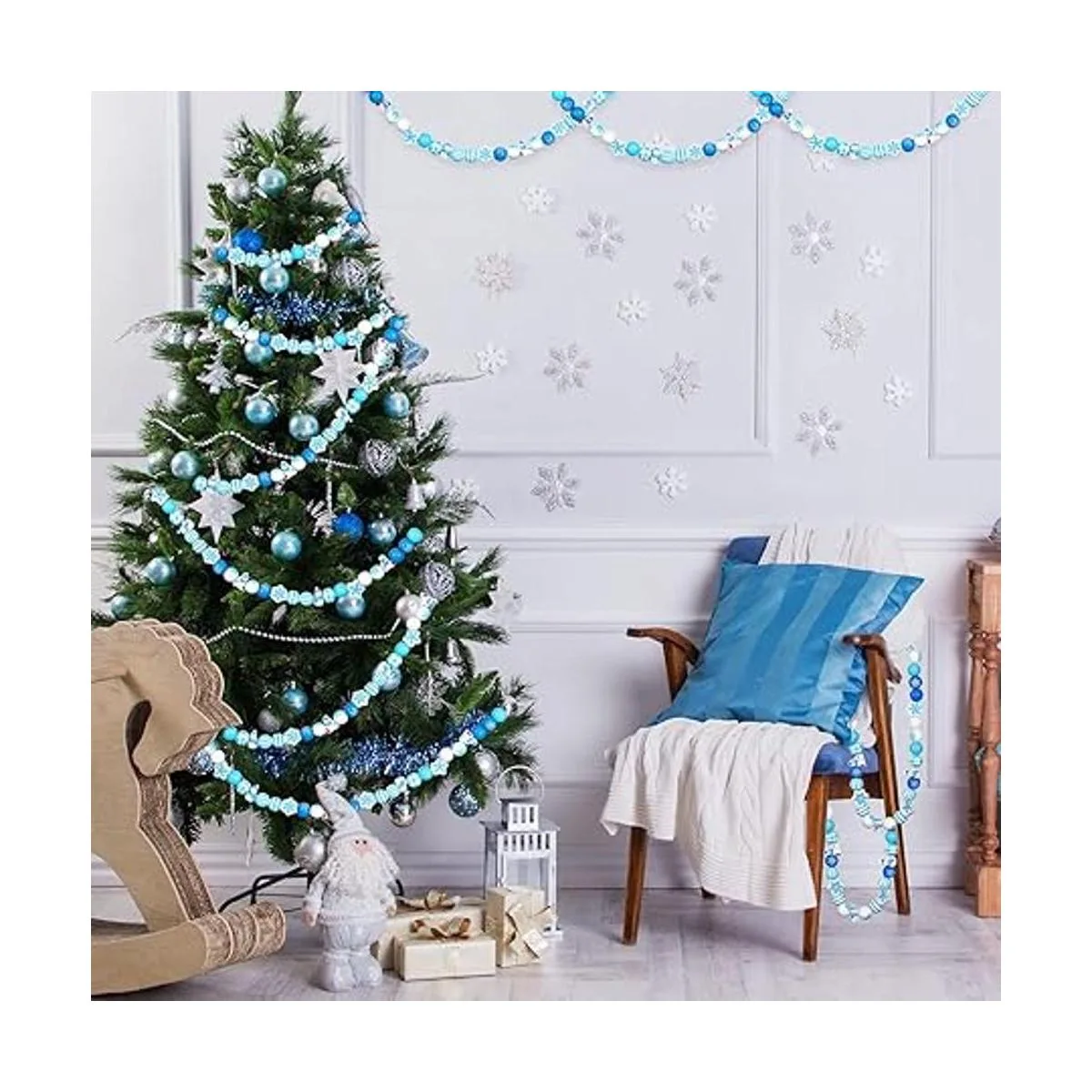 200 cuentas de madera de Navidad copos de nieve de_5