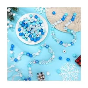 200 cuentas de madera de Navidad copos de nieve de_4
