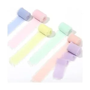 6 rollos de cinta de seda de gasa con flecos hechos a mano_7