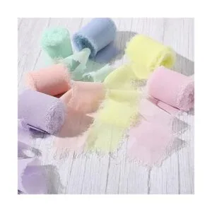 6 rollos de cinta de seda de gasa con flecos hechos a mano_3