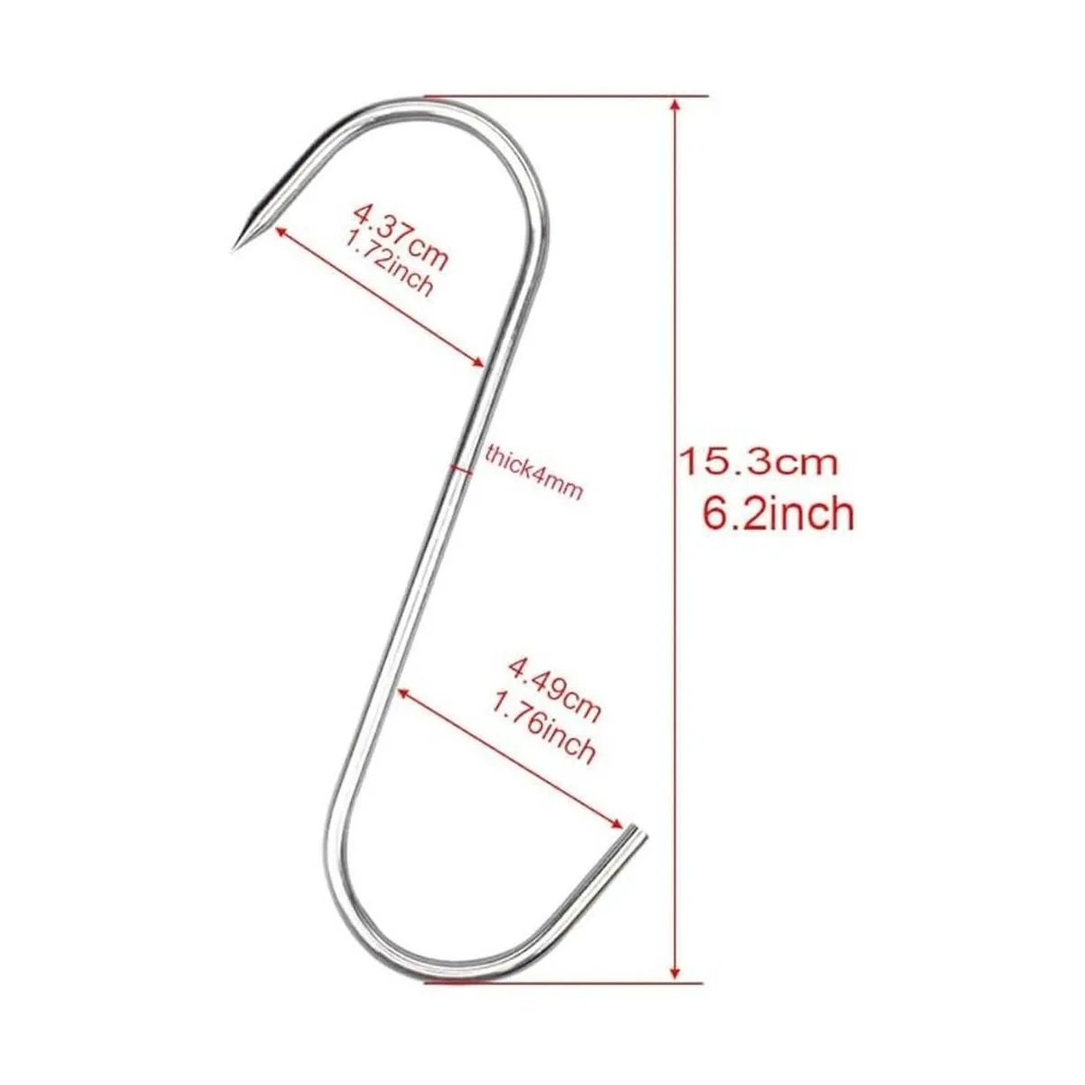 Alele 20 ganchos para carne ganchos de carnicero de acero_4