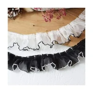 Kuasting Tela de encaje plisada con volantes de 6 yardas_7