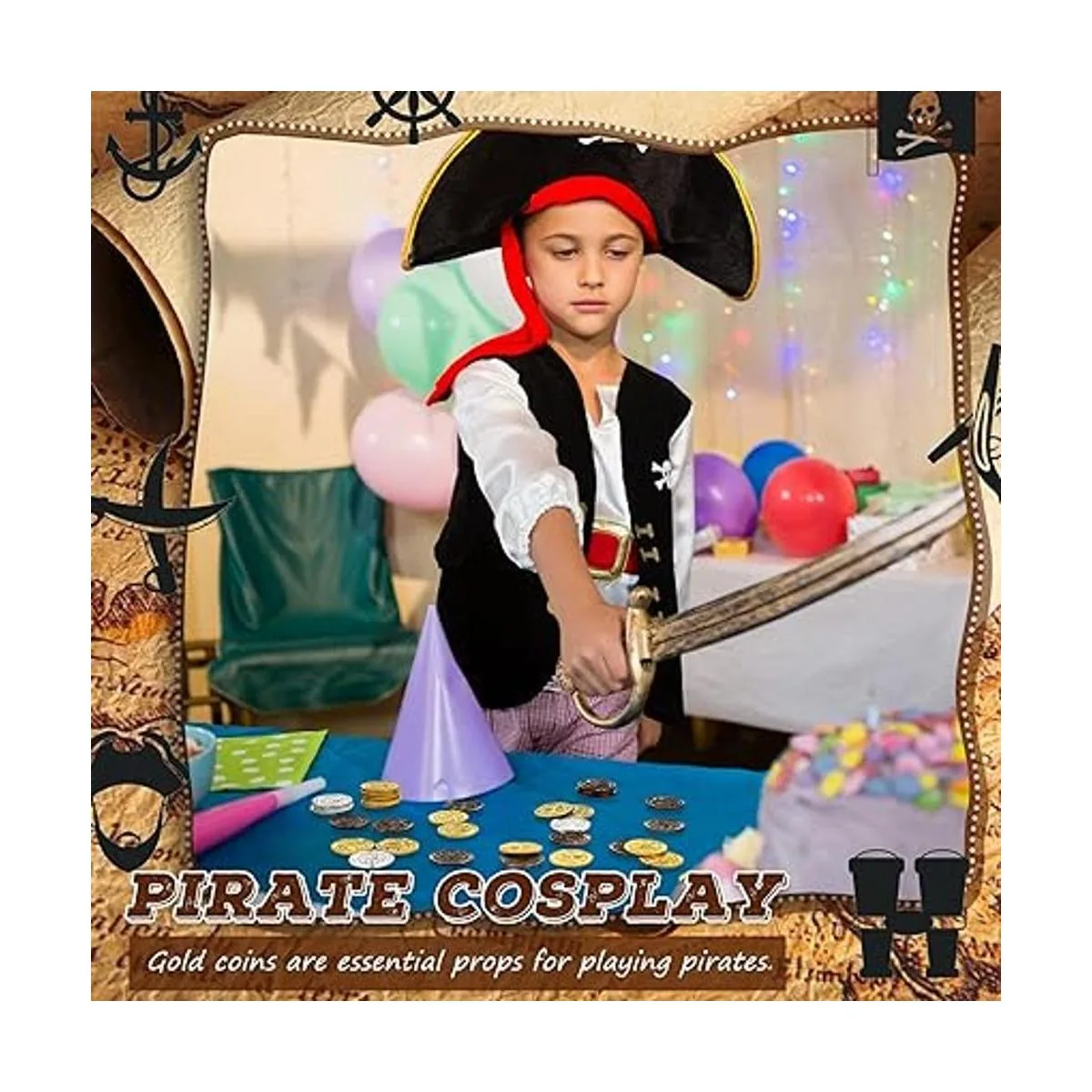 300 monedas de oro de plástico monedas de pirata monedas_6