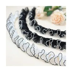 Kuasting Tela de encaje plisada con volantes de 6 yardas_5