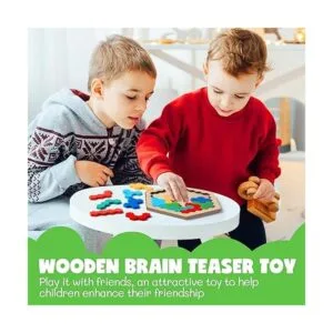 Paquete de 3 bloques de rompecabezas de madera hexagonal_4