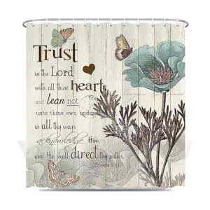 Cortina de ducha rústica elegante con tulipán de color_2