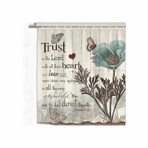 Cortina de ducha rústica elegante con tulipán de color_1