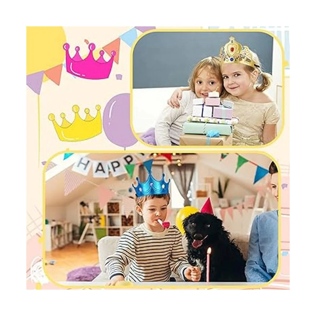 Benvo 12 tiaras de espuma y coronas con calcomanías de_7