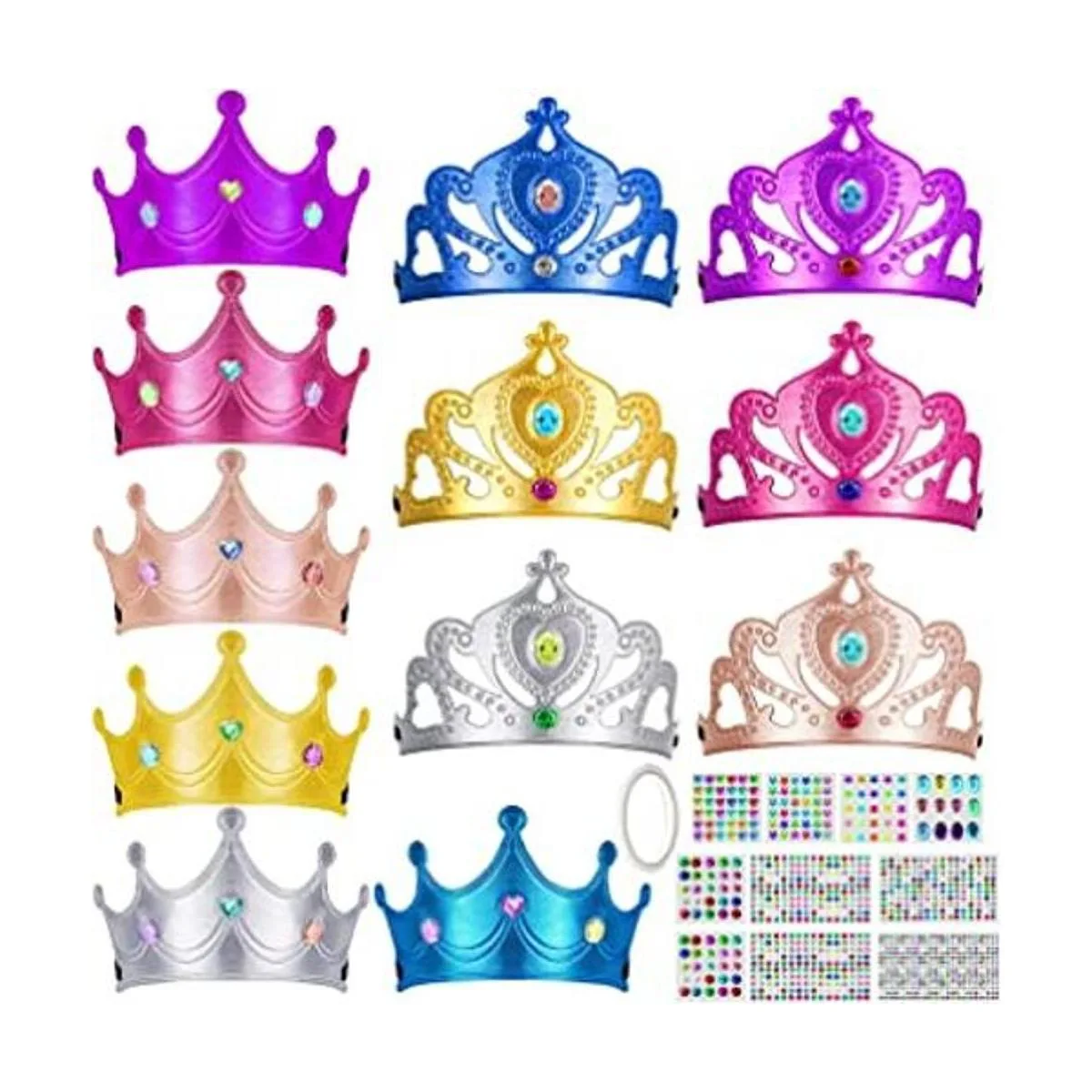 Benvo 12 tiaras de espuma y coronas con calcomanías de_1