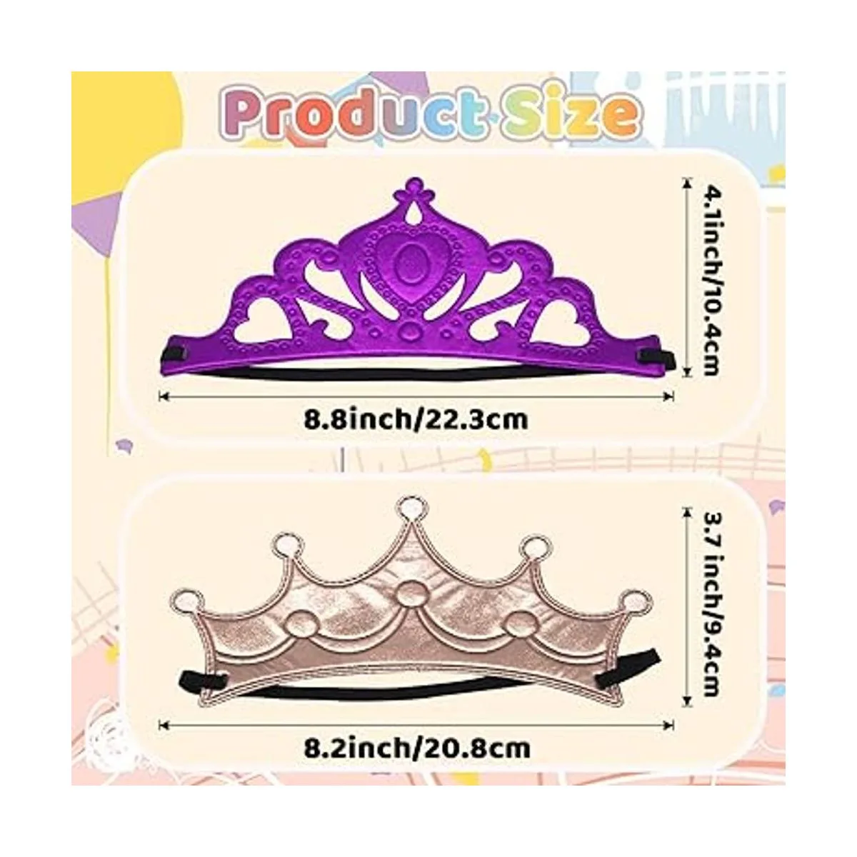 Benvo 12 tiaras de espuma y coronas con calcomanías de_2