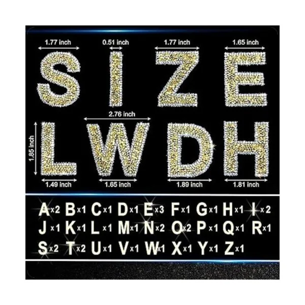 Locacrystal 34 calcomanías de letras de diamantes de_5