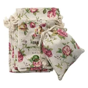 Bolsa con cordón de arpillera rosa bolsas de regalo_1