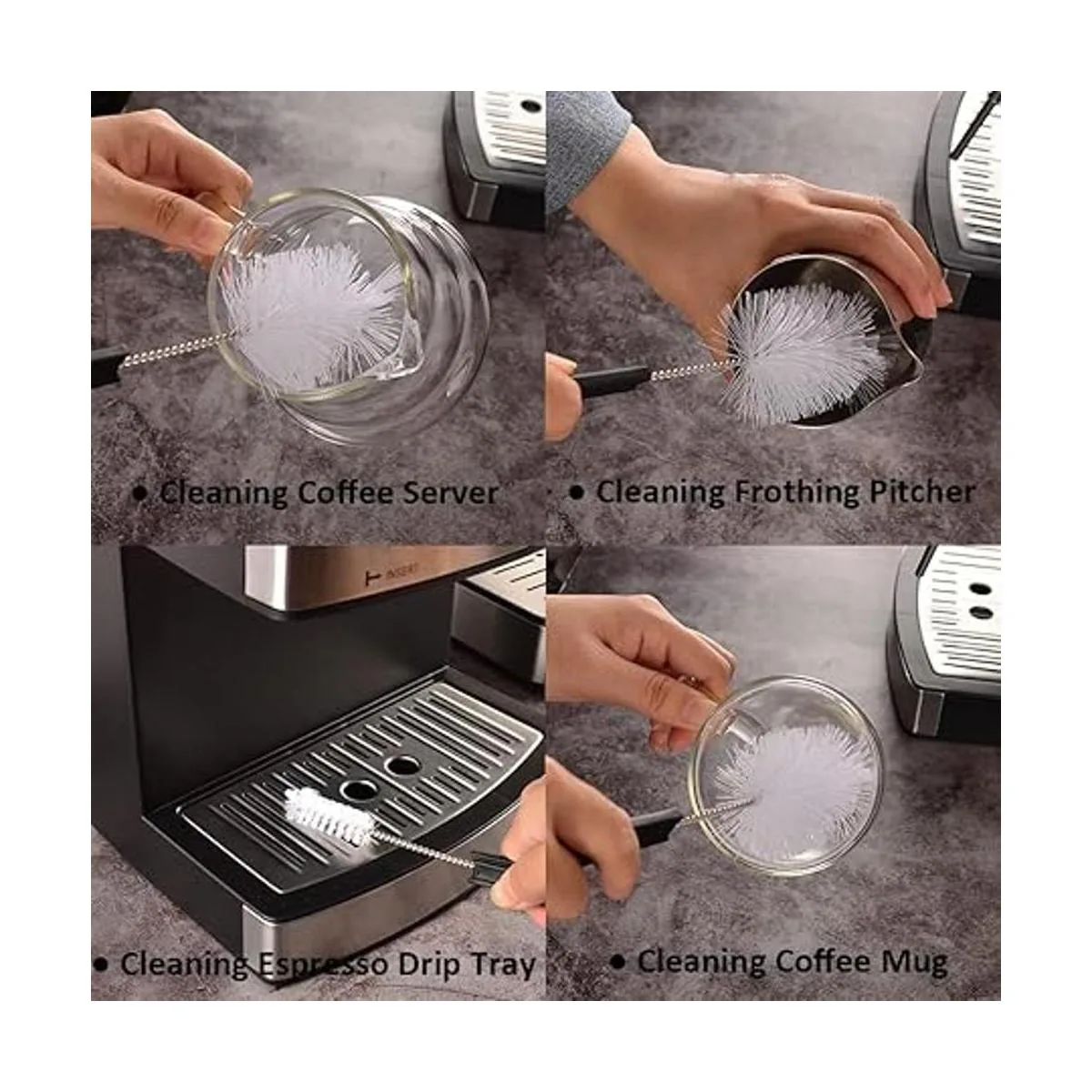 CAFEMASY Juego de 5 brochas de limpieza de café para_3