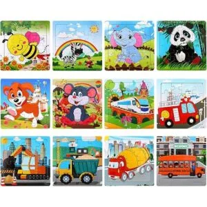 SANNIX Paquete de 12 rompecabezas de madera para niños_2