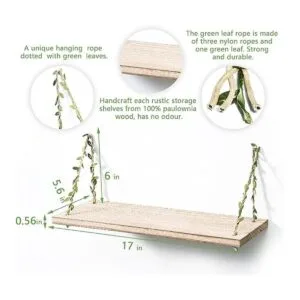 MITIME Estantes flotantes colgantes de cuerda de hoja_4
