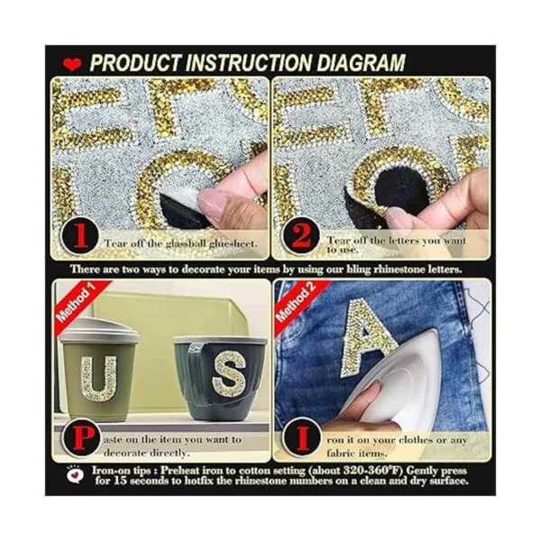 Locacrystal 34 calcomanías de letras de diamantes de_3