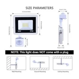 MIWAT Luz de inundación LED con sensor de movimiento de 20_5
