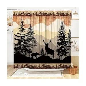 Witzest Cortinas de ducha de estilo rústico para baño_2