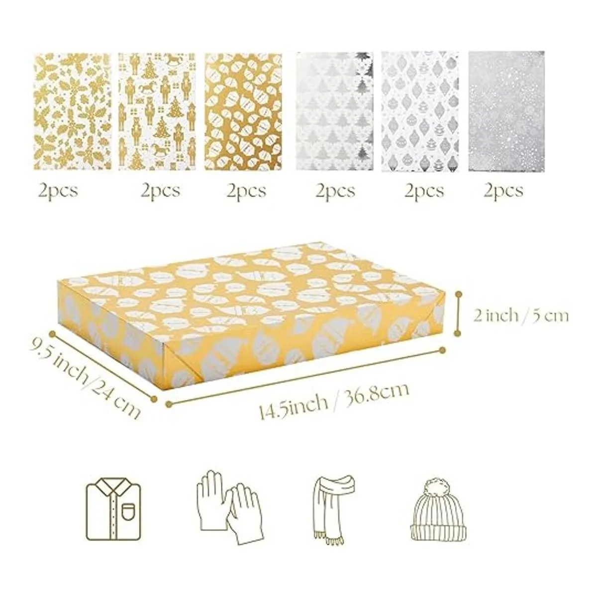 UNIQOOO 12 cajas de camisa de Navidad de color dorado_3