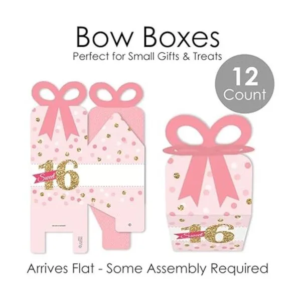 Big Dot of Happiness Sweet 16 Cajas de regalo cuadradas_5