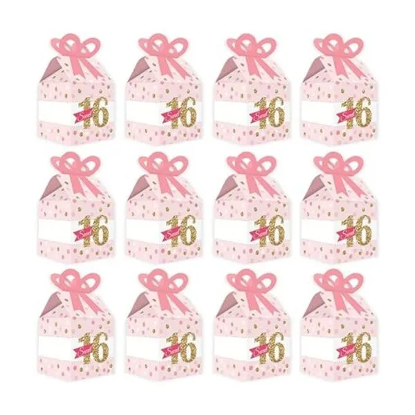 Big Dot of Happiness Sweet 16 Cajas de regalo cuadradas_4