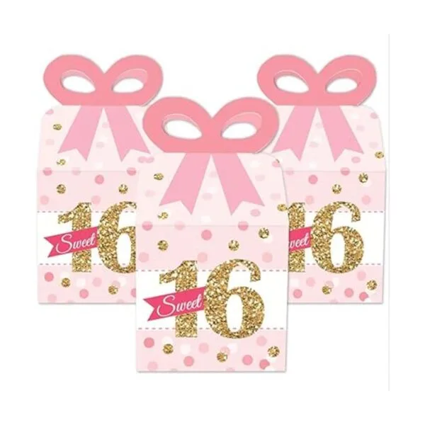 Big Dot of Happiness Sweet 16 Cajas de regalo cuadradas_2