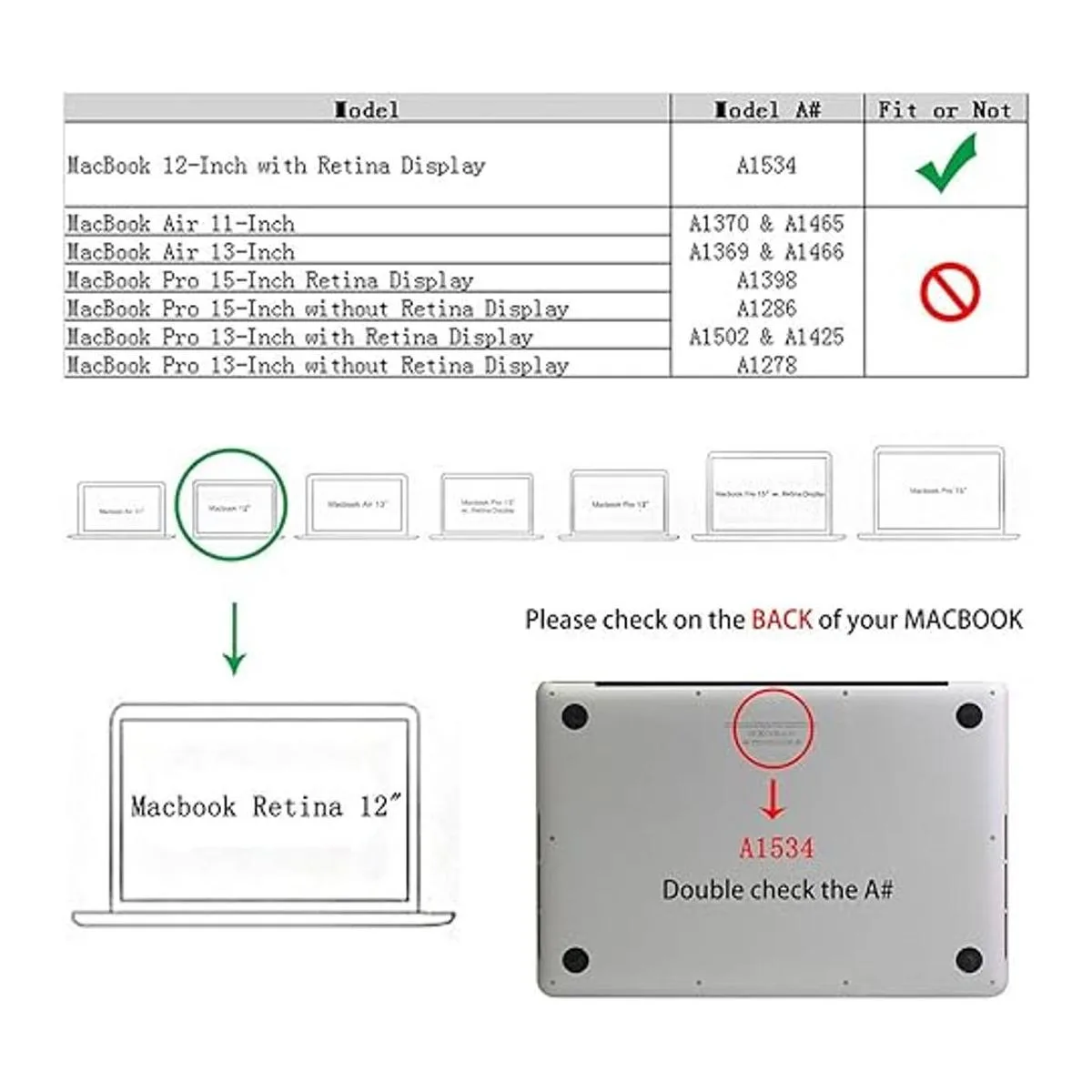 RUBAN Funda compatible con MacBook de 12 pulgadas A1534_2