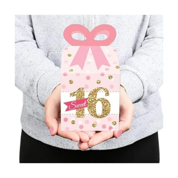 Big Dot of Happiness Sweet 16 Cajas de regalo cuadradas_7