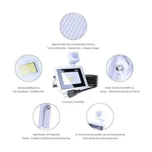 MIWAT Luz de inundación LED con sensor de movimiento de 20_4