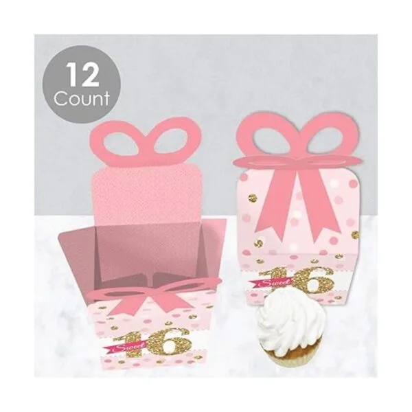 Big Dot of Happiness Sweet 16 Cajas de regalo cuadradas_3