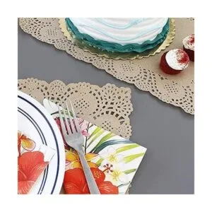 Juvale Doilies de papel de encaje marrón manteles_4