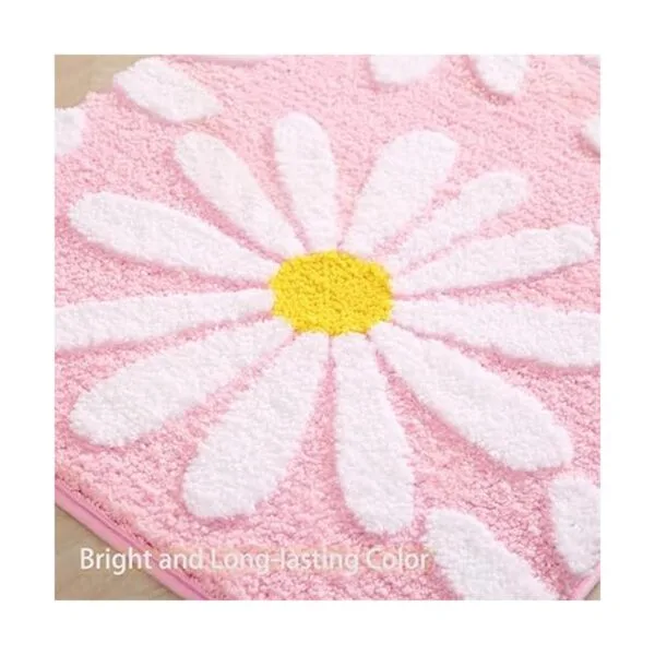 Alfombra de baño rosa con margaritas alfombra de baño_5