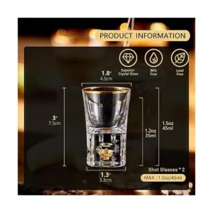 DUJUST Vasos de chupito 1.5 oz juego de vidrio de_5