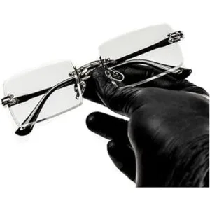 Gafas de hip hop de lujo con marco cuadrado plateado para_3