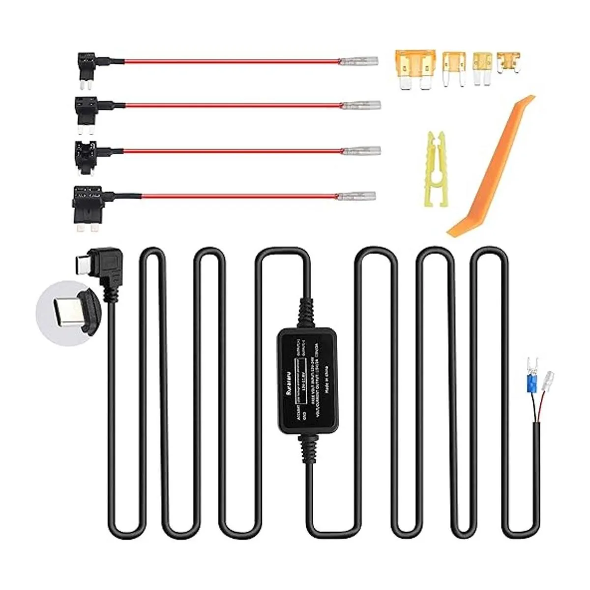 Dash Cam Kit de cable duro tipo C de 12 V24 V a 5 V_1