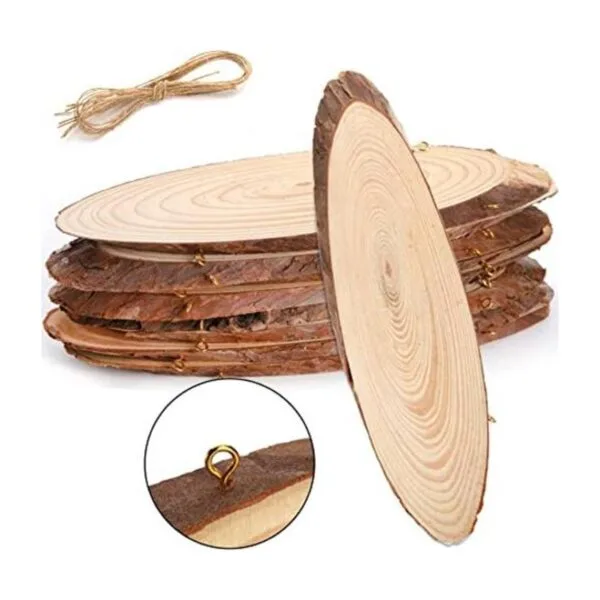 DEAYOU Paquete de 8 rebanadas de madera natural_1
