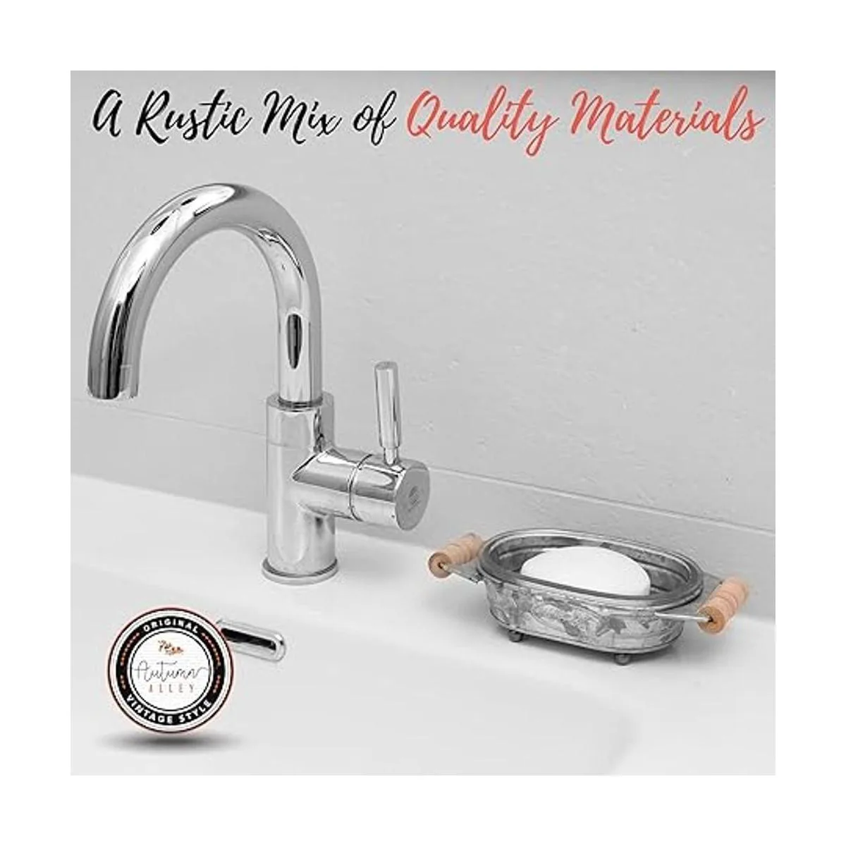 Autumn Alley Jabonera galvanizada para baño divertida_2