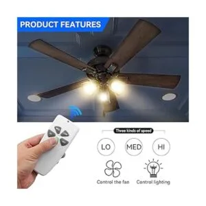 FEKOTS Ventilador de techo con control remoto FAN53T de_3