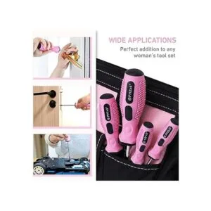 FASTPRO Juego de 8 destornilladores magnéticos rosados con_6