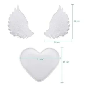 Molde de resina de corazón moldes de silicona con alas de_5