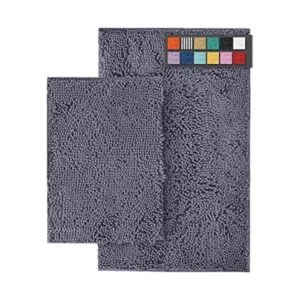 LuxUrux Juego de alfombras de baño de color gris_1