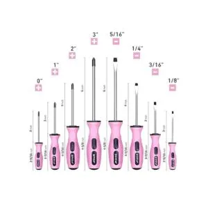 FASTPRO Juego de 8 destornilladores magnéticos rosados con_7
