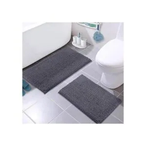 LuxUrux Juego de alfombras de baño de color gris_4
