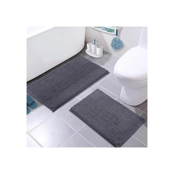 LuxUrux Juego de alfombras de baño de color gris_4