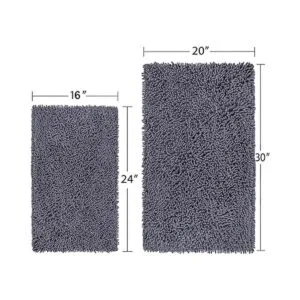 LuxUrux Juego de alfombras de baño de color gris_3