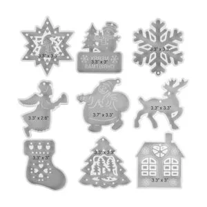 Paquete de 9 moldes de adornos de resina de Navidad_2