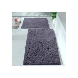 LuxUrux Juego de alfombras de baño de color gris_2